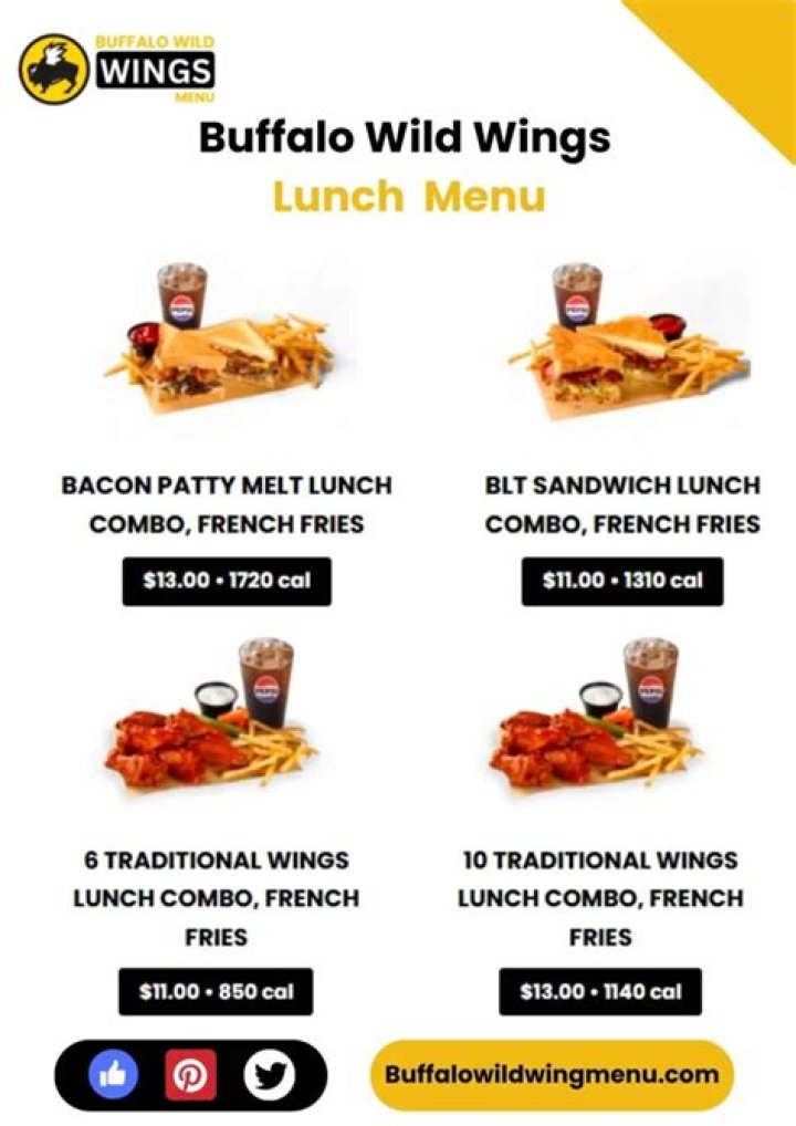 Buffalo Wild Wings Lunch Menu and Prices & Hours - SarkariResult