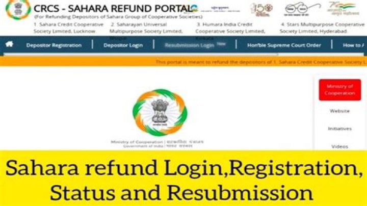 CRCS Sahara Refund Portal - mocrefund.crcs.gov.in News Update