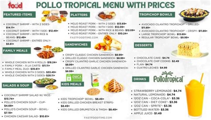 Pollo Tropical Menu and Prices - SarkariResult