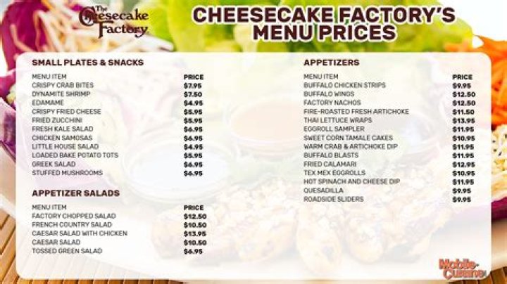 The Cheesecake Factory Lunch Menu Prices & Hours - SarkariResult