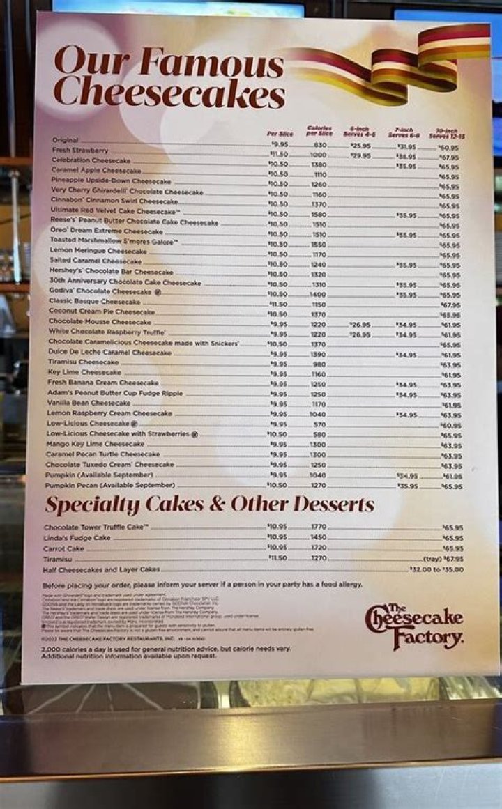 The Cheesecake Factory Menu and Prices - SarkariResult