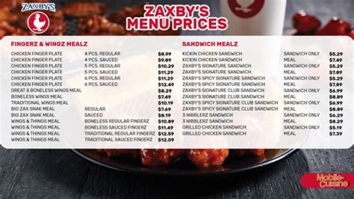 Zaxby's Menu and Prices - SarkariResult